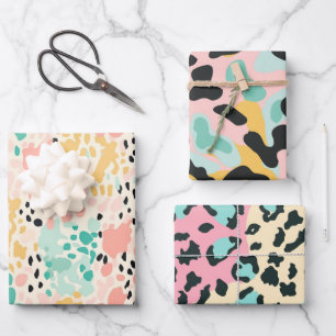 Summer Pink Pastel Leopard Spots Wrapping Paper Sheet