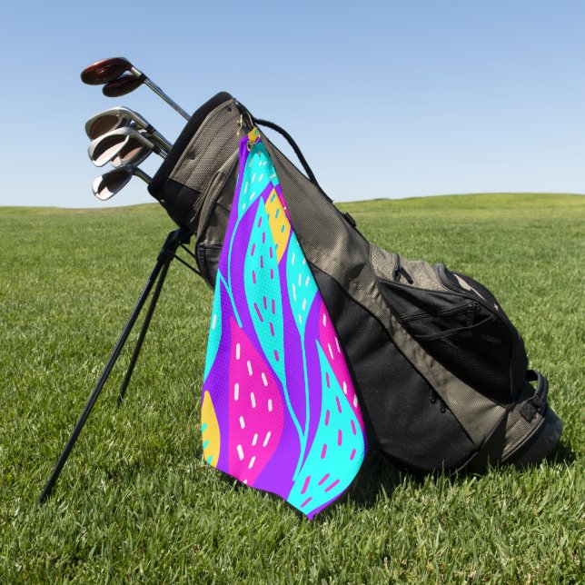 Summer Pink Purple Large Leaves Floral Pattern Golf Towel (Green)