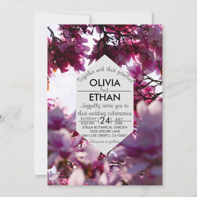 Summer pink roses floral photo Wedding Invitation (Front)