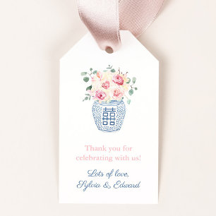 Summer Pink Roses Girl Baby Shower Thank You Gift Tags