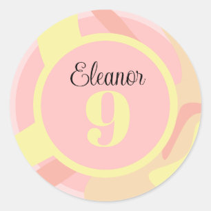 Summer Pink Yellow Cream Modern Personalized Classic Round Sticker