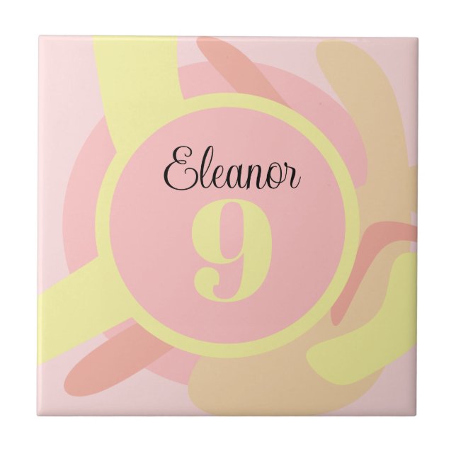 Summer Pink Yellow Cream Modern Personalized Tile (Front)