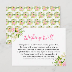 Summer Pink Yellow Floral Wedding Wishing Well Enclosure Card