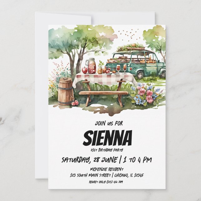 Summer Pique-nique vue parc Invitation (Devant)