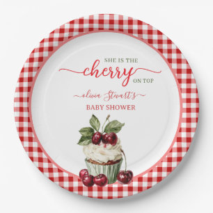 Summer plaid Cherry theme Baby shower Paper Plate