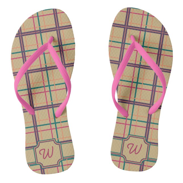 Summer Plaid Flip Flops (Footbed)
