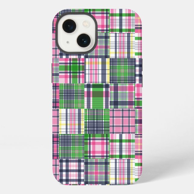 Summer Plaid Pink Madras Patchwork iPhone Case (Back)