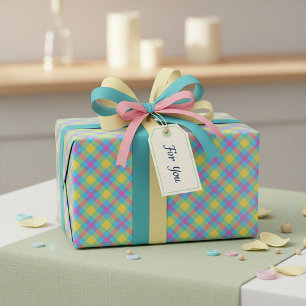 Summer plaid wrapping paper