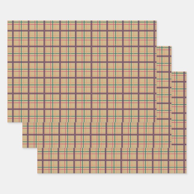 Summer Plaid Wrapping Paper Set (Set)