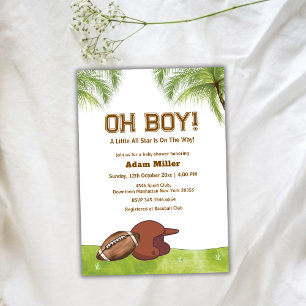Summer Plam Tree All Star Football Baby Shower  Invitation