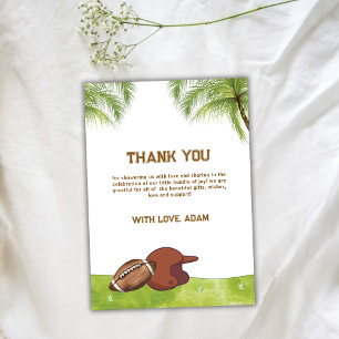 Summer Plam Tree Football Sport Boy Baby Shower  Thank You Card