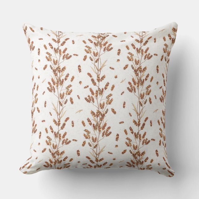 Summer plants with earthy tones throw pillow (Front)