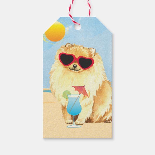 Summer Pomeranian Gift Tags (Front)