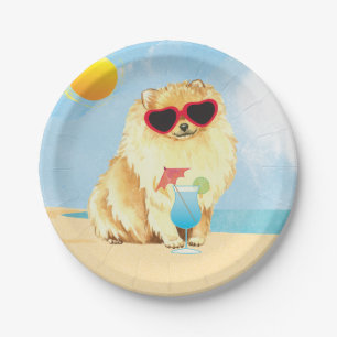 Summer Pomeranian Paper Plate
