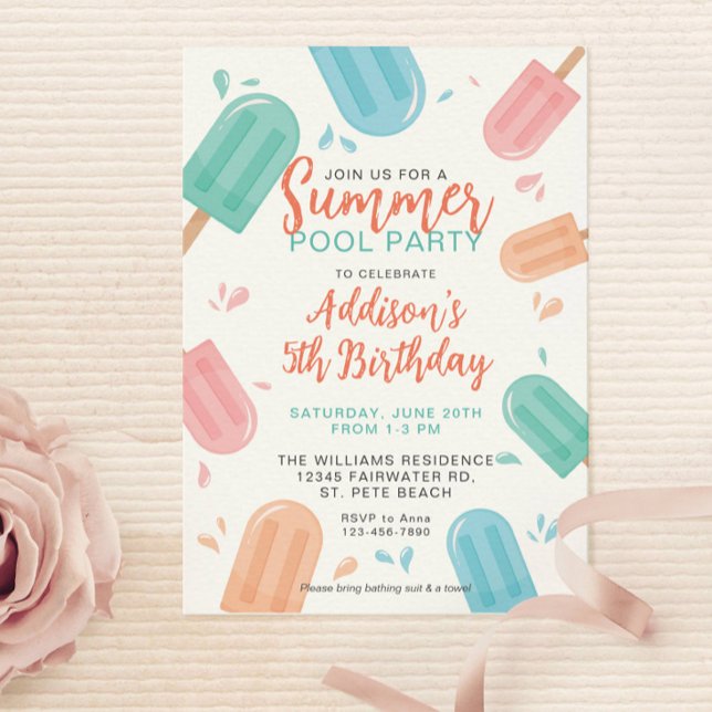 Summer Pool Birthday Party Backyard Cookout Invitation (Creator Uploaded)
