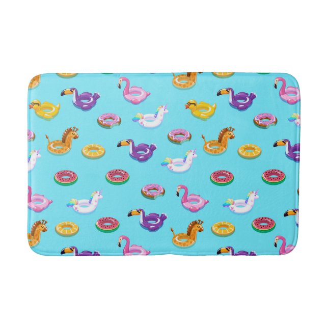 Summer Pool Float Pattern Bath Mat (Front)