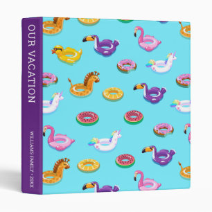 Summer Pool Float Pattern Family Vacation Binder