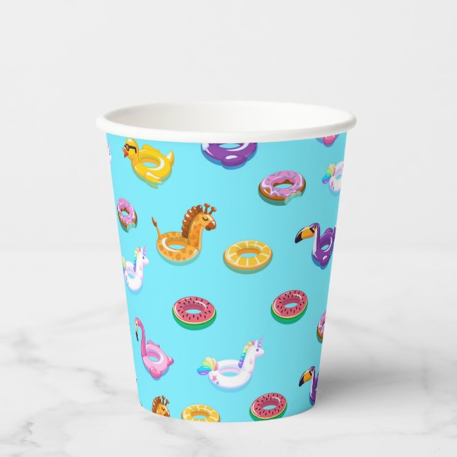 Summer Pool Float Pattern Paper Cups (Front)