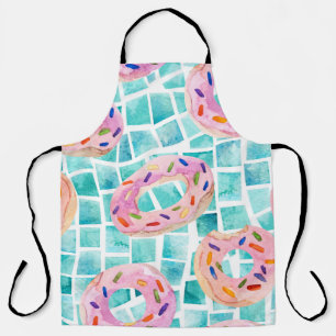 Summer Pool Floats Watercolor Mosaic Apron