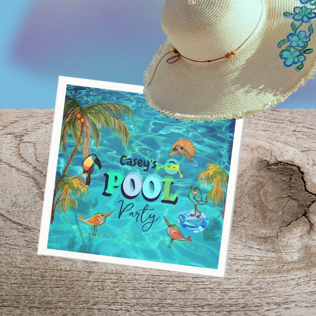 Summer Pool Fun Party | Birthday  Napkin (Summer Pool Fun Party | Birthday Napkins)