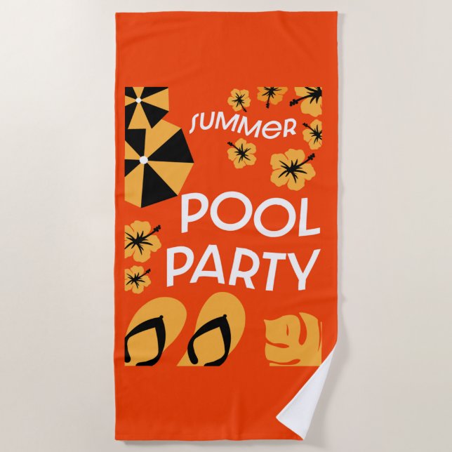 Summer Pool Parties Beach Towel (Front)