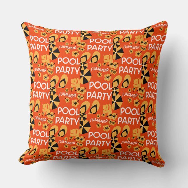 Summer Pool Parties Throw Pillow (Front)