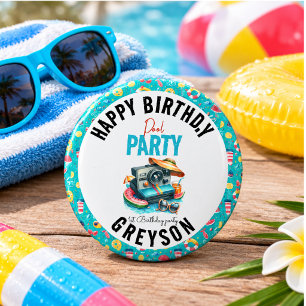 Summer Pool Party 2nd birthday 1 Inch Round Button