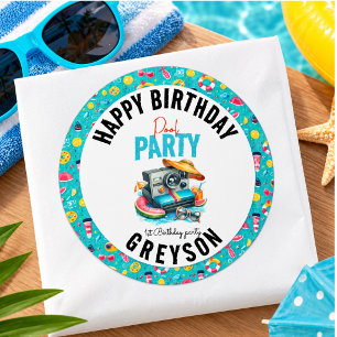Summer Pool Party 2nd birthday Classic Round Sticker