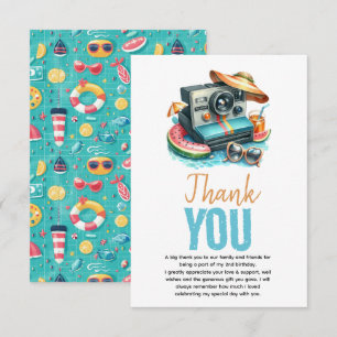Summer Pool Party 2nd birthday Thank You Card
