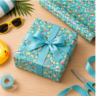 Summer Pool Party 2nd birthday Wrapping Paper