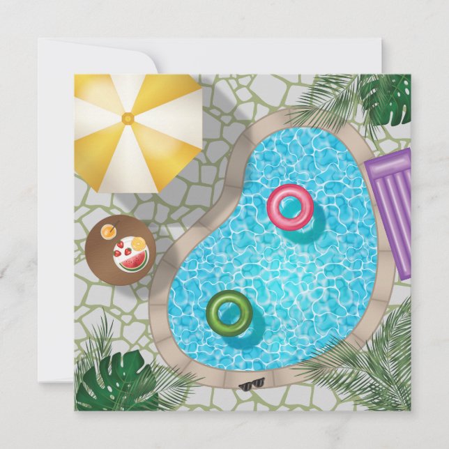Summer Pool Party Backyard Swimming Pool Birthday Invitation (Front)
