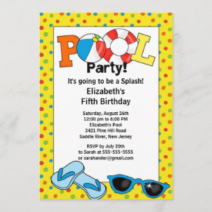 Summer POOL Party Birthday Invitation