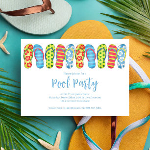 Summer Pool Party Fun Colourful Custom Invitation