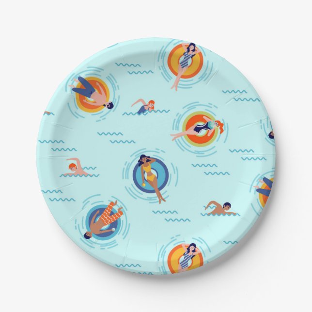 Summer pool party fun in the sun paper plate (Front)