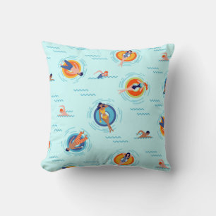 Summer pool party fun in the sun throw pillow