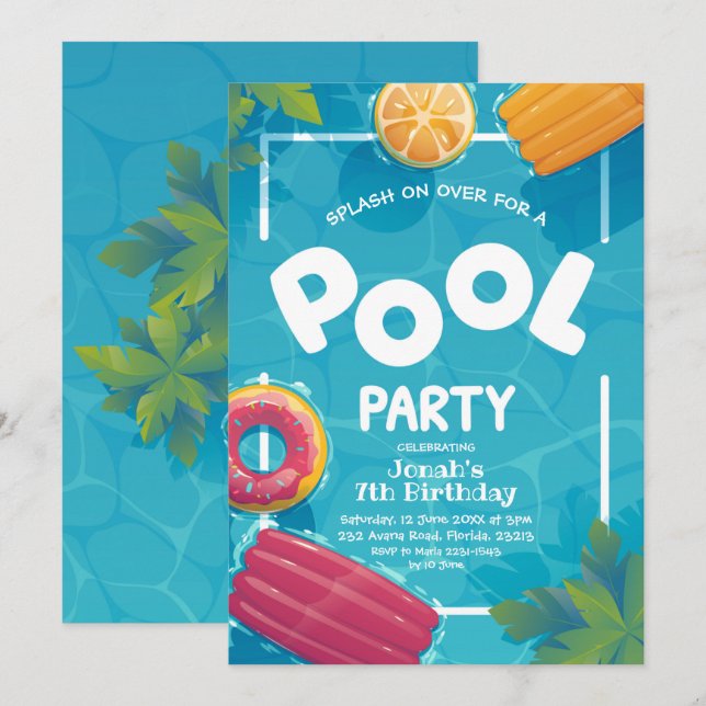 Summer Pool Party Invitation (Front/Back)