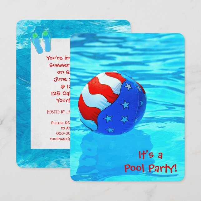 Summer Pool Party Invitation (Front/Back)