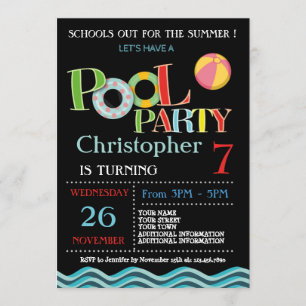 SUMMER POOL PARTY INVITATION   POOL BIRTHDAY PARTY