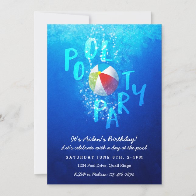 Summer Pool Party Invitations (Front)