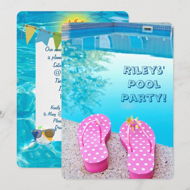 Summer Pool Party Invite (Front/Back)
