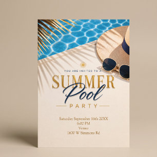 Summer Pool Party Luxury Poolside Theme Invitation