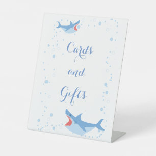 Summer Pool Party Shark Float Cards and Gifts Pedestal Sign