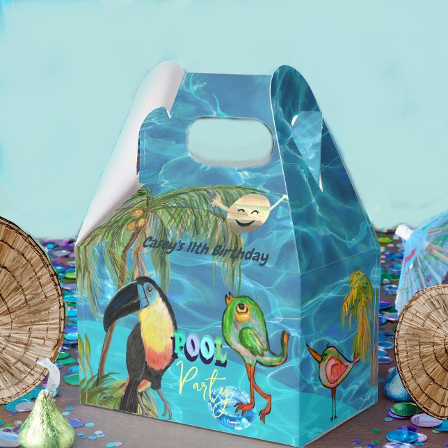 Summer Pool Party Tropical Birthday  Favor Box (Summer Pool Party Tropical Birthday Favor Boxes)