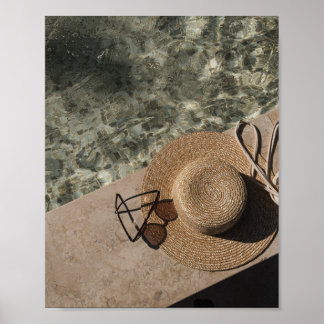 Summer Poolside Aesthetic Straw Hat  Poster