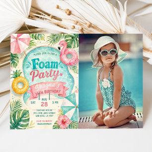 Summer Poolside Birthday Party Photo Invitation