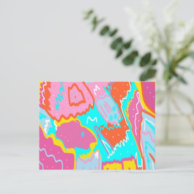 Summer Poolside Vibes Abstract Art Postcard (Standing Front)