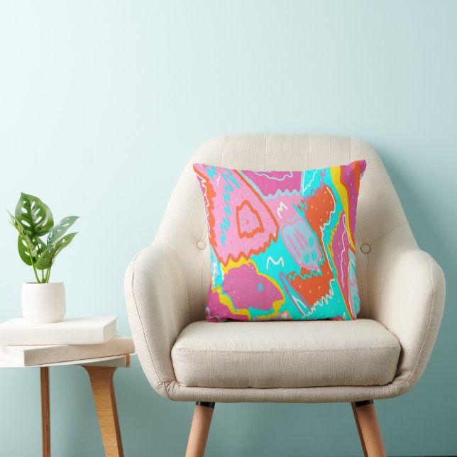 Summer Poolside Vibes Abstract Print Throw Pillow (Chair)
