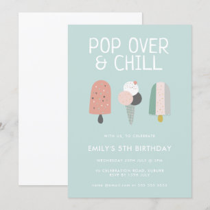 Summer Pop Over & Chill Popsicle Party Birthday Invitation