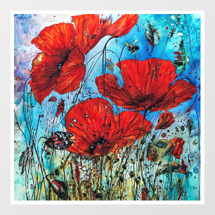 Summer poppies  window cling
