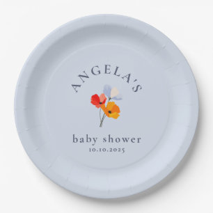 Summer Poppy Baby Shower Paper Plate